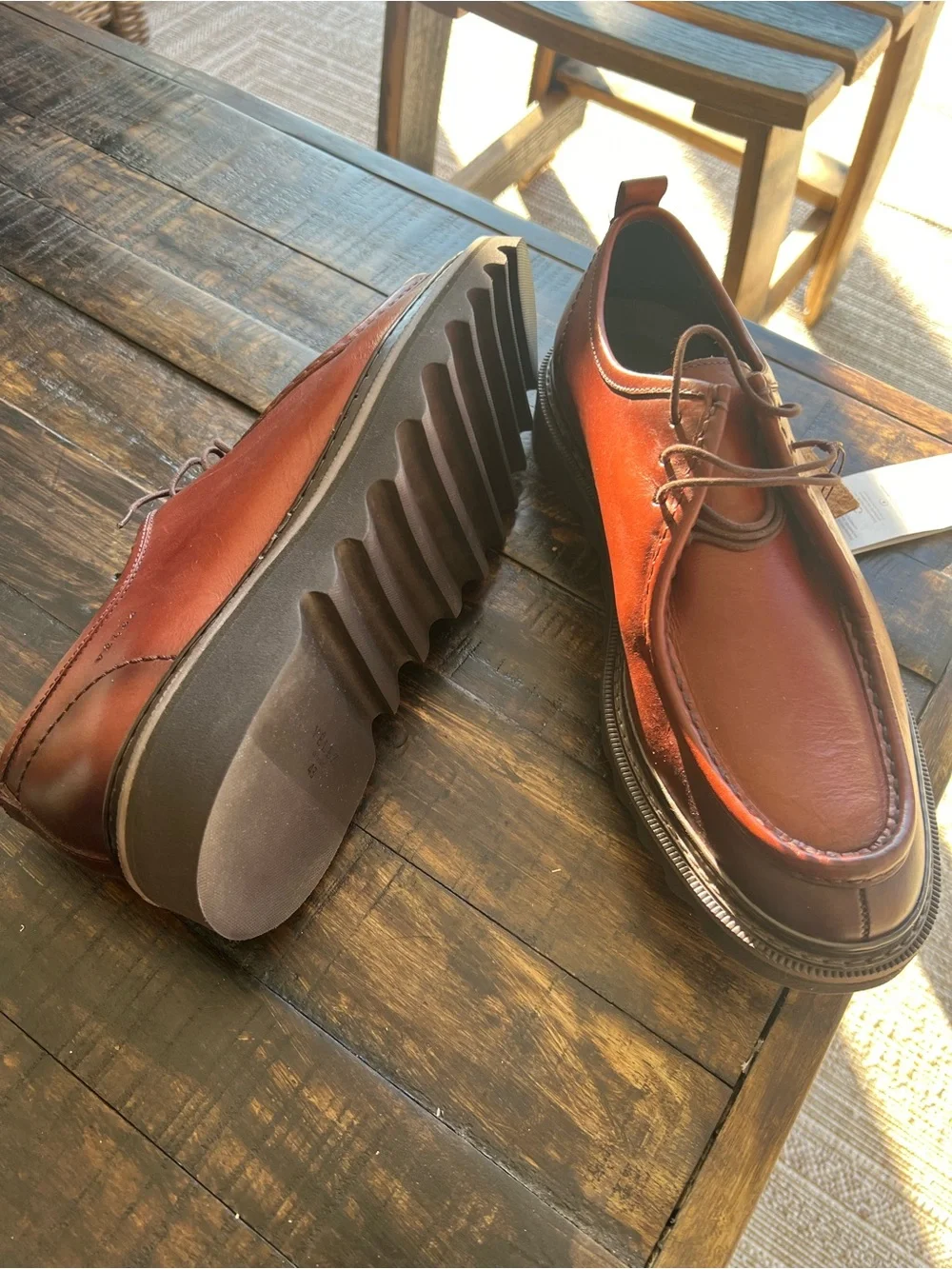 Men's Leather Derby Shoes in rich Brown European 43 U.S. 10